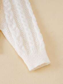 SHEIN Cô gái Tween Chất rắn Xoắn Dan Áo len - Màu be - Xem 8