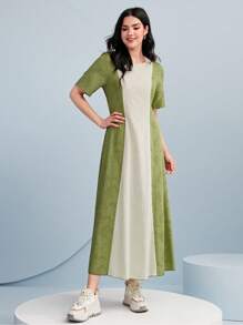 Mulvari Colorblock Zip Back A-line Dress
