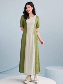Mulvari Colorblock Zip Back A-line Dress