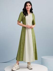 Mulvari Colorblock Zip Back A-line Dress