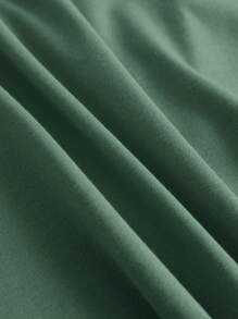 INAWLY Solid Round Neck Tee - Dark Green - View 5