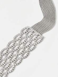 SHEIN SXY Collar de moda personalizado diamante de imitación completo - Plateado - Ver 6