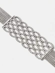 SHEIN SXY Collar de moda personalizado diamante de imitación completo - Plateado - Ver 7