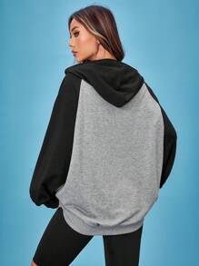 SHEIN Unity Figure Graphic Raglan Sleeve Drawstring Hoodie - Multicolor - View 2