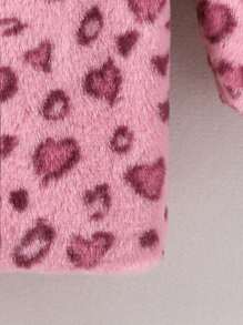 SHEIN Tween Girl 1pc Leopard Pattern Hooded Teddy Coat - Pink - View 4