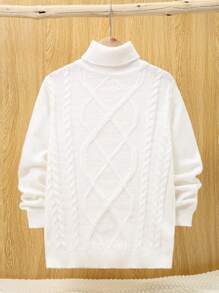 SHEIN Ragazzo Tween Maglione dolcevita in maglia a trecce