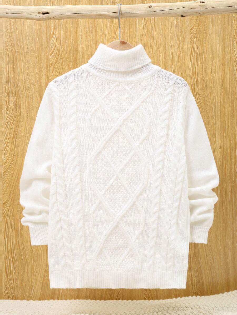 SHEIN Ragazzo Tween Maglione dolcevita in maglia a trecce