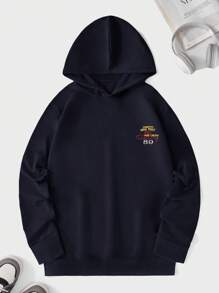 RueChic Men Letter Embroidery Hoodie - Black - View 1