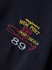 RueChic Men Letter Embroidery Hoodie - Black - View 2