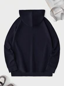 RueChic Men Letter Embroidery Hoodie - Black - View 3