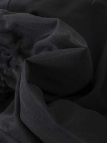 SHEIN 女大童標語圖案毛茸邊連帽加絨內裏外套 - 黑色 - 查看 4