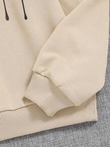 SHEIN Tween Girl Heart & Letter Graphic Hooded Sweatshirt - Apricot - View 6