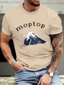 Men Mountain & Letter Graphic Tee - Apricot - View 4