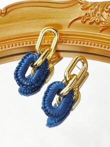 SHEIN SXY 1 đôi bông tai thời trang đơn giản - Màu xanh lam - Xem 5