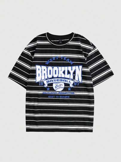 Prep Guys Striped & Letter Graphic Tee