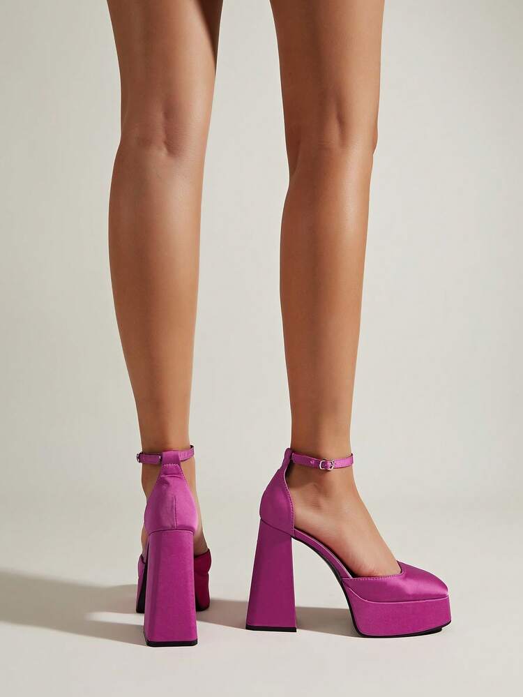 Zapatos De Tacón Alto Para Mujeres, Con Correa De Tobillo, Para Cena Y Fiesta - Rosa Fucsia - Añade 5