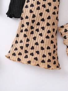 SHEIN 女小童2入組愛心圖案喇叭褲 - 彩色 - 查看 3