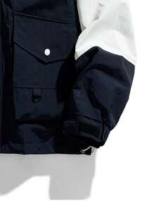 Men Long Sleeve Two Tone Flap Pocket Hooded Jacket, For Fall - Blue - View 5