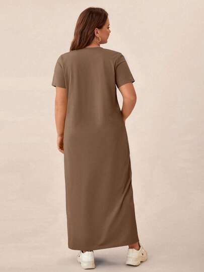 SHEIN BASICS Plus Robe T-Shirt Unicolore
