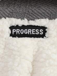 SHEIN 女小童拉鏈開襟毛絨夾克&字母補丁細節短褲 - 白色 - 查看 4