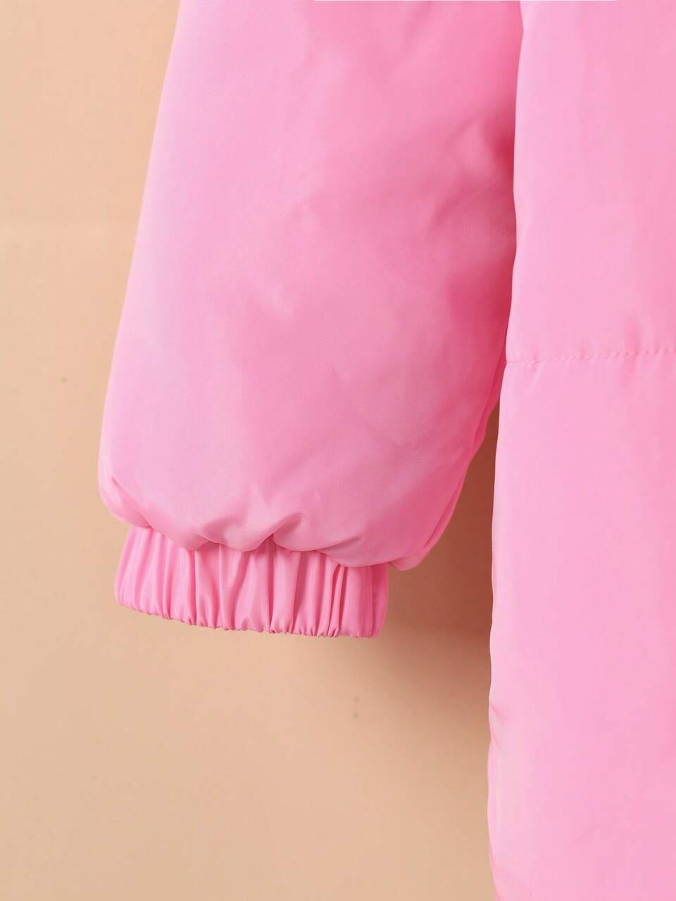 Tween Girl 1pc Letter Patched Detail Hooded Padded Coat Winter