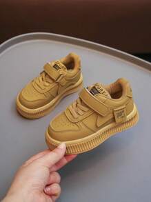 1 Pair Kids Hook And Loop Sports Shoes, Casual All-Match Style, Yellow, For Girls - Yellow - View 1