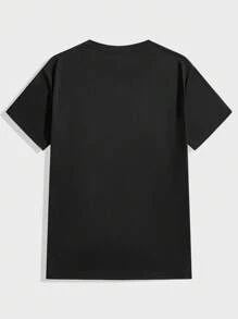 ROMWE MEN Goth 男士標語&骷髏圖案T恤 - 黑色 - 查看 2