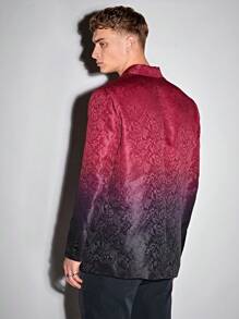 GENTILAND Loose-Fit Ombre dubbelknäppt kavaj för män - Bourgogne - Visa 2