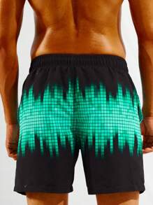 Surfspeed 男士幾何印花腰部抽繩泳褲 - 彩色 - 查看 2