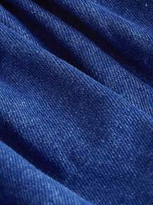 SHEIN MOD Layer Hem Denim Skirt - Medium Wash - View 3