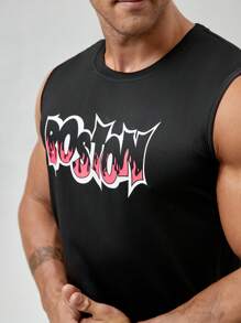 Men Letter Graphic Lounge Set - Black - View 4