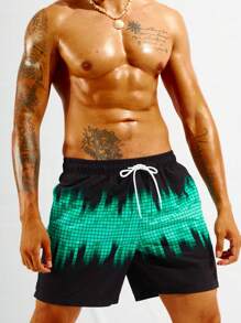 Surfspeed 男士幾何印花腰部抽繩泳褲 - 彩色 - 查看 1