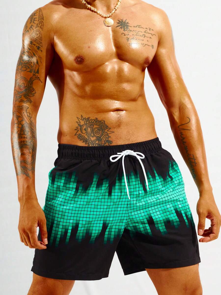 Surfspeed 男士幾何印花腰部抽繩泳褲 - 彩色 - 查看 1