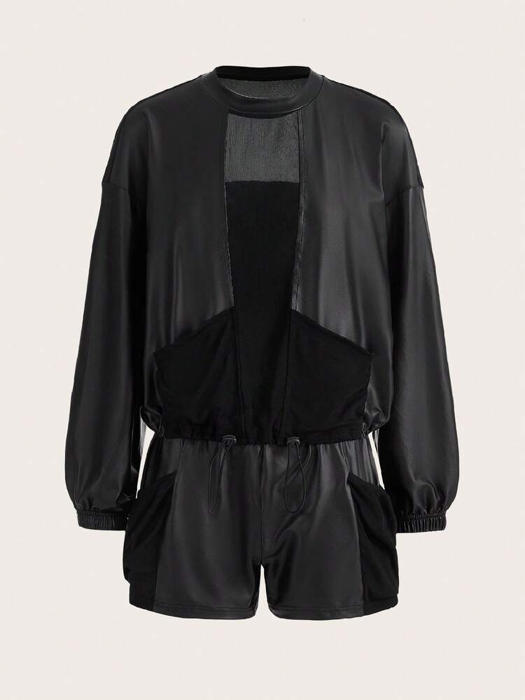 Solid Mesh Insert Top & Shorts