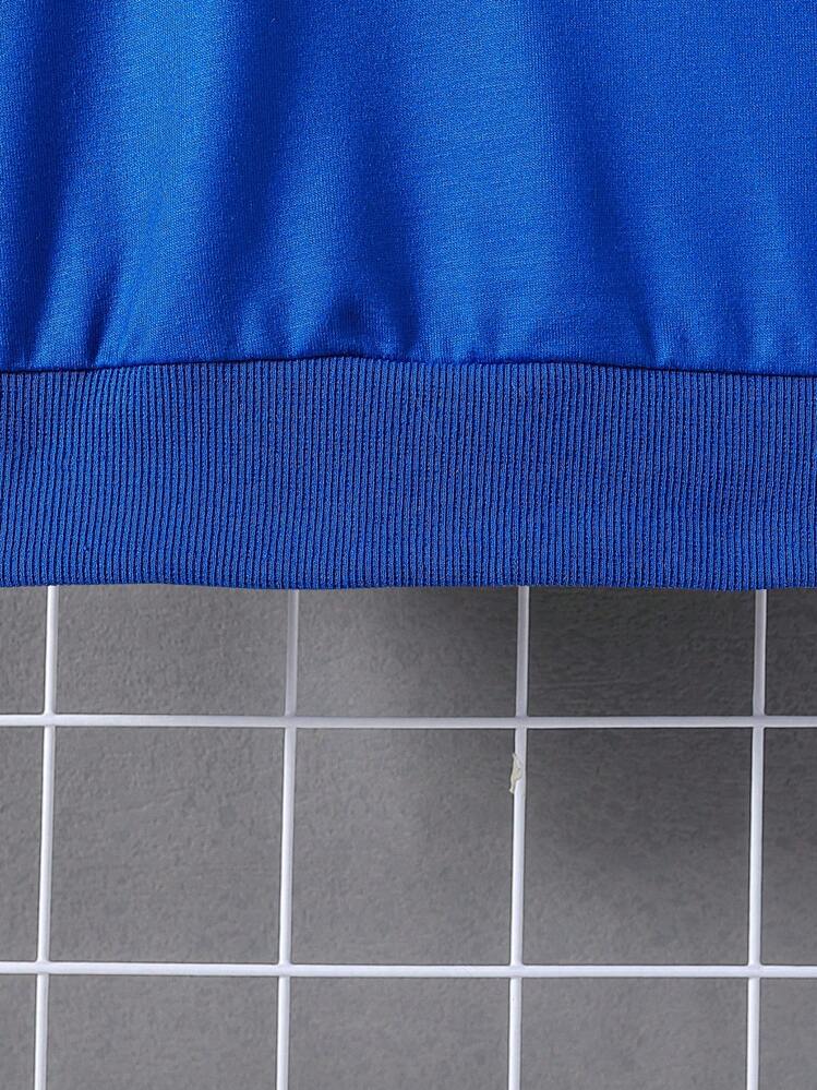 SHEIN Tween Boy Car & Letter Graphic Hoodie Chic Outfits For Autumn/Winter - Royal Blue - View 6