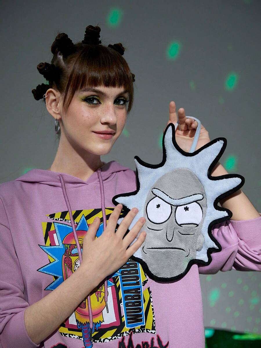 Rick and Morty X SHEIN 1pc Cartoon Graphic Polyester Hand Towel, Cute Useful Washcloth For Home - Multicolor - View 1