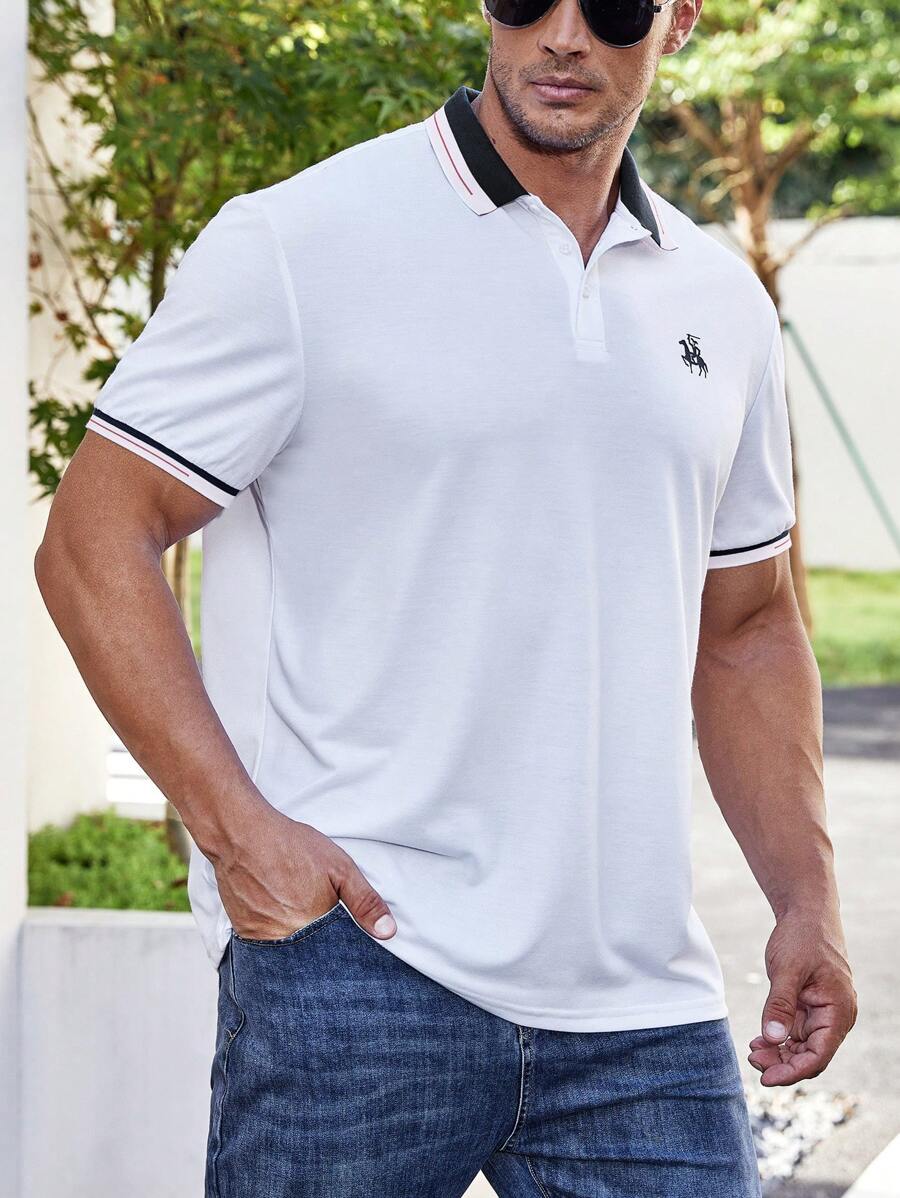 Manfinity Homme Men Plus Horse Print Contrast Trim Polo Shirt SHEIN USA