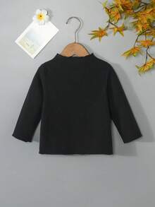 Young Girl Frill Trim Tee - Black - View 2