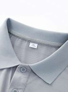 Men Striped Print Polo Shirt - Grey - View 6