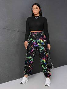 SHEIN EZwear Plus Splash Ink Print Sweatpants