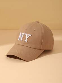 1入組字母刺繡設計休閒棒球帽適合男士,合適的適用於日常穿著&防曬 - 卡其色 - 查看 2
