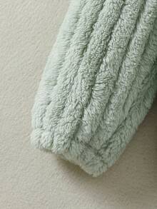 SHEIN 男小童素色毛絨帽衫和褲子 - 綠色 - 查看 7