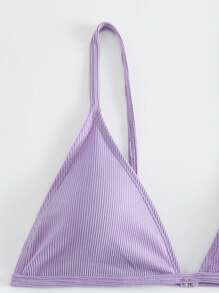 SHEIN Swim Summer Beach Triangle High Cut Bikini Set Sexy Bikini Set, Vacation Bikini - Lilac Purple - View 3