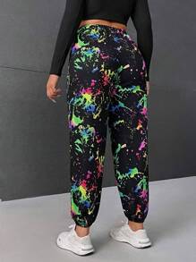SHEIN EZwear Plus Splash Ink Print Sweatpants