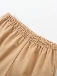 男嬰側翻蓋口袋長褲 - 卡其色 - 查看 4