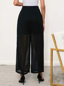 GENKIRA Tie Trước Quần ống rộng - màu đen - Xem 2