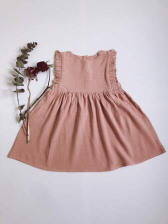 女嬰素色褶邊娃娃裙
