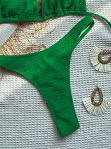 SHEIN Swim Bañador bikini triángulo halter - Verde - Ver 5