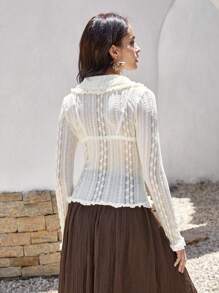 Bohemela 褶邊蕾絲上衣不附胸罩 - 杏色 - 查看 2