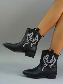 Ladies' Fashionable Western Style Black Boots, Cowboy Boots For Women - Black - View 5